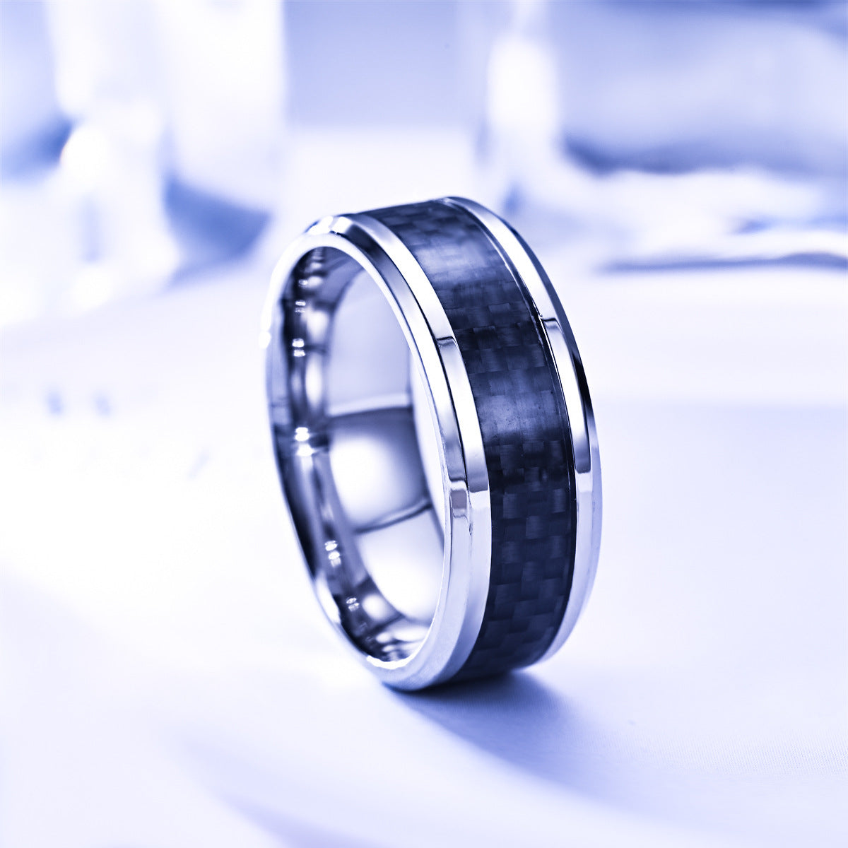 Wholesale Titanium steel inlaid carbon fiber non-fading ring